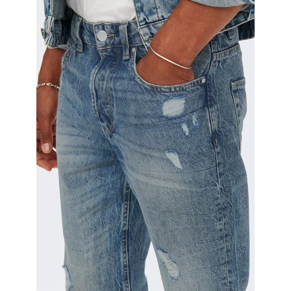 Only &amp; Sons Blue Cotton Slim Fit Jeans