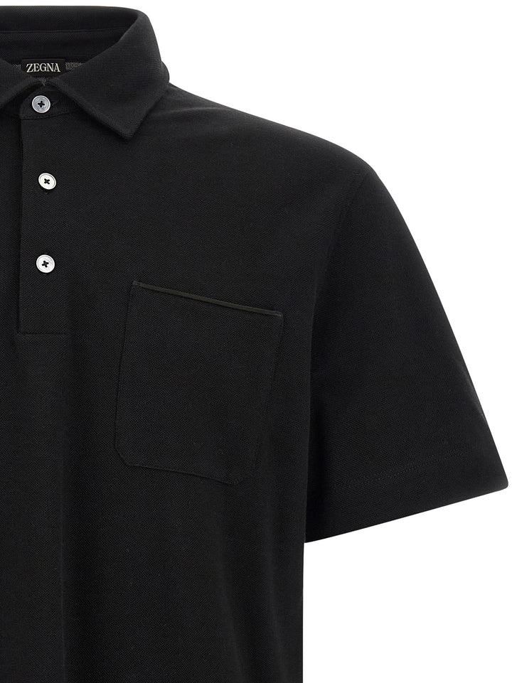 ZEGNA Black Cotton Polo Shirt