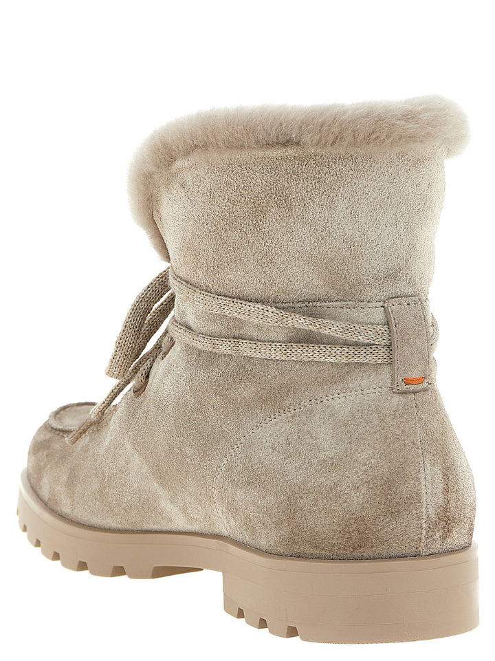 Santoni Beige Calfskin Ankle Boots