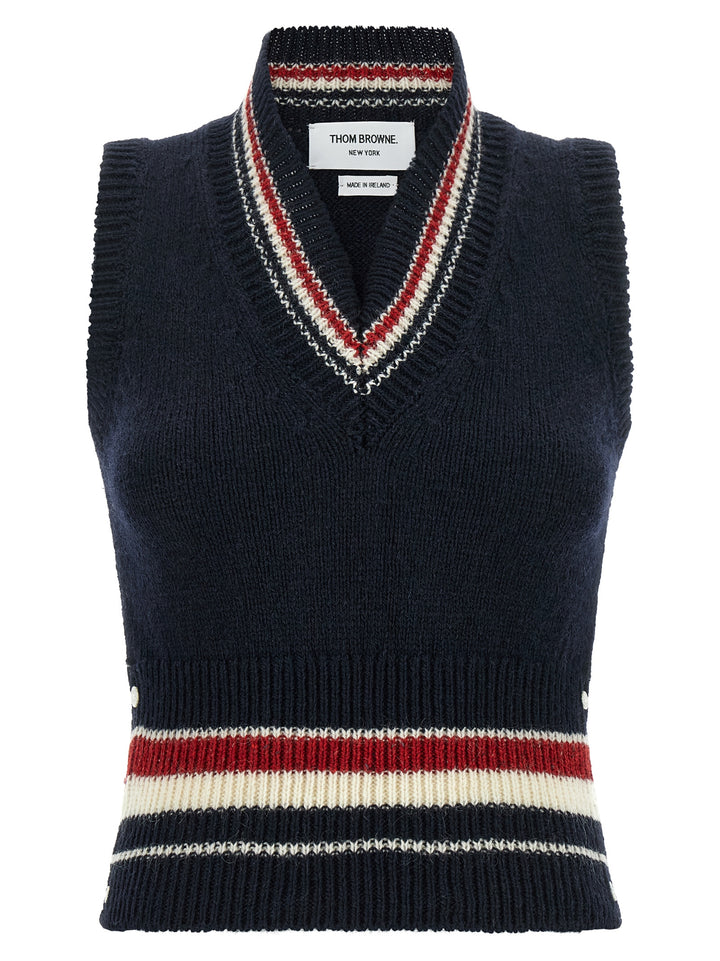 Thom Browne Blue Wool Sleeveless Jacket