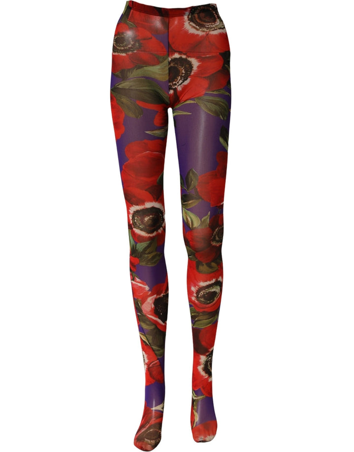 Dolce &amp; Gabbana Multicolor Floral Nylon Tights Stockings Socks