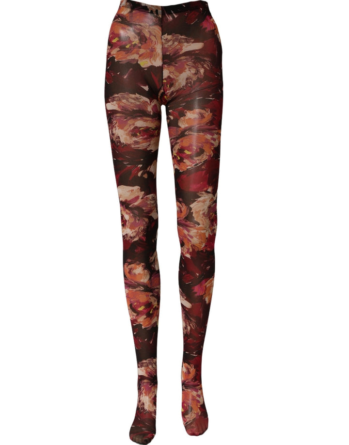 Dolce &amp; Gabbana Multicolor Floral Nylon Tights Stockings Socks