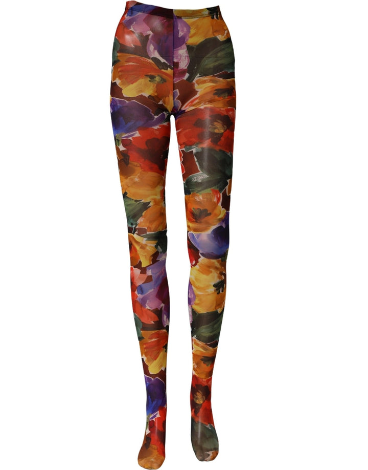 Dolce &amp; Gabbana Multicolor Floral Nylon Tights Stockings Socks