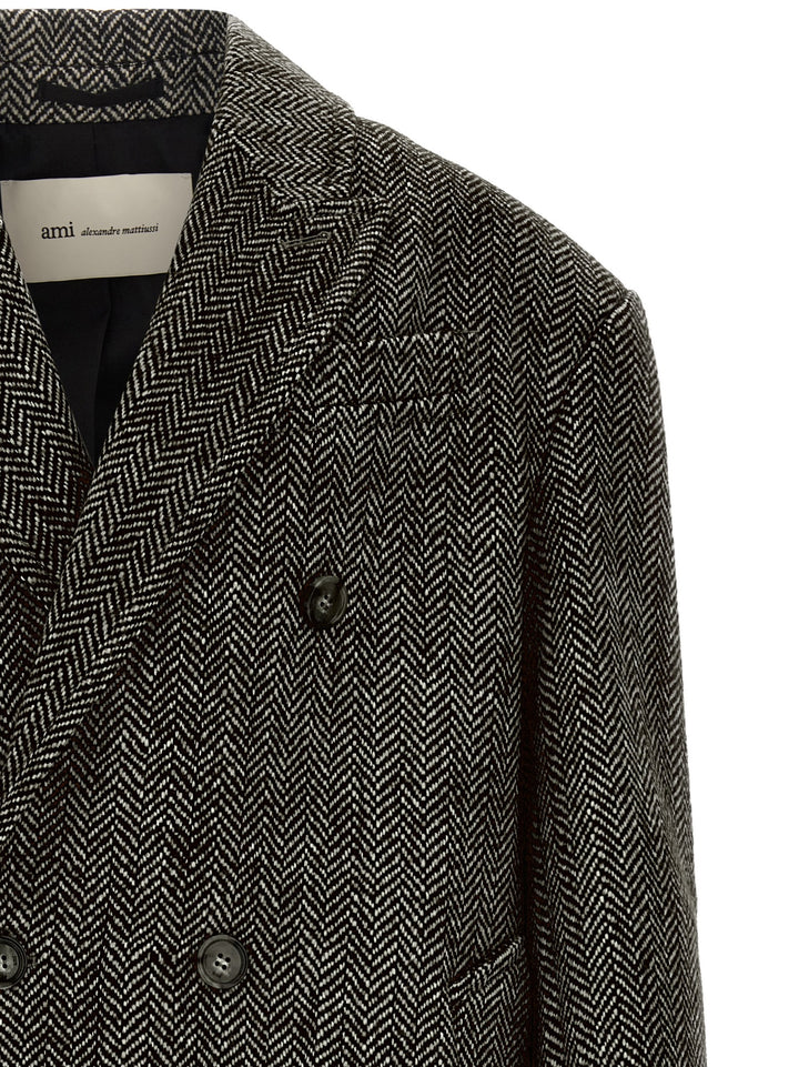 Ami Paris Black Virgin Wool Coat