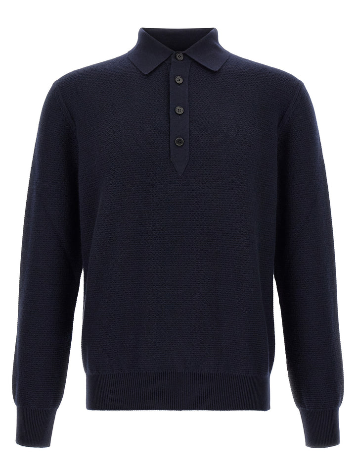 ZEGNA Blue Cashmere Polo Shirt