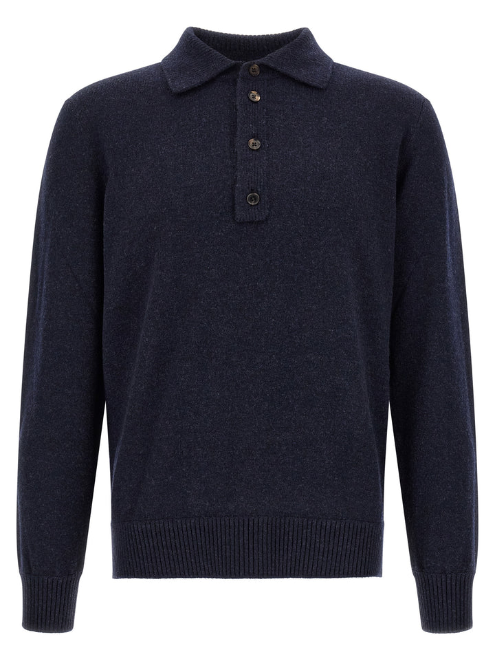 ZEGNA Blue Wool Polo Shirt