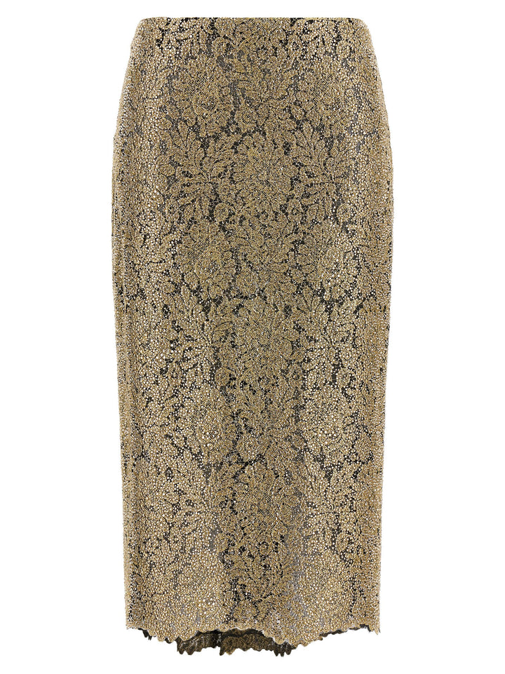 Ermanno Scervino Gold Polyester Midi Skirt