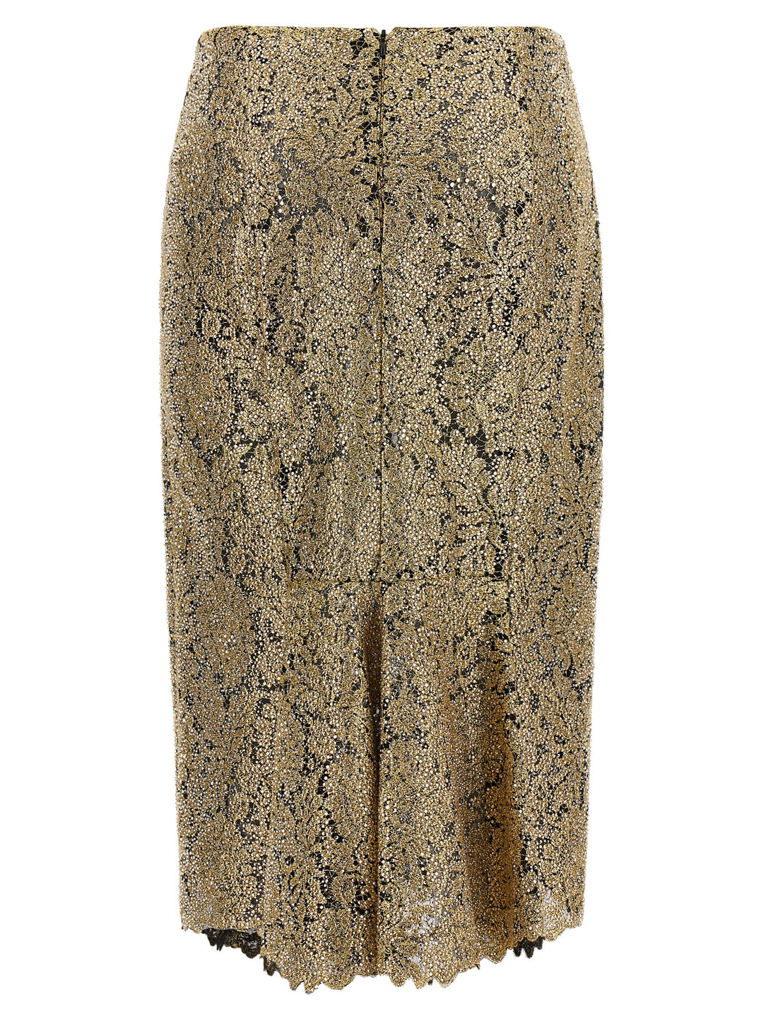 Ermanno Scervino Gold Polyester Midi Skirt