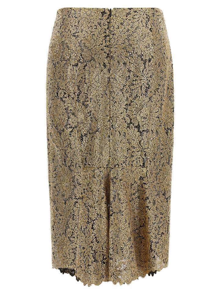 Ermanno Scervino Gold Polyester Midi Skirt