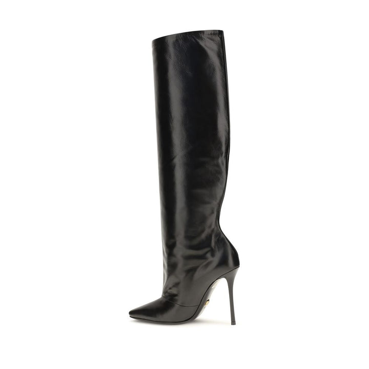 Dolce &amp; Gabbana Black Calf Leather Bos Taurus High Heel Boots