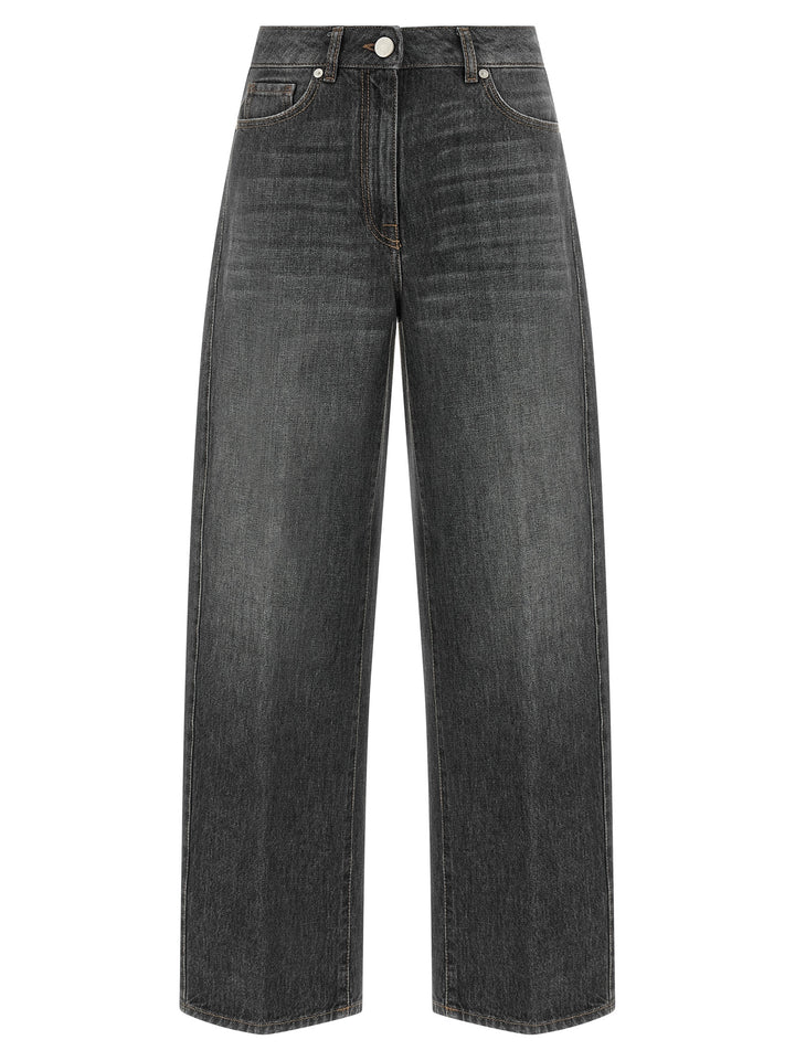 Peserico Gray Cotton High-Waisted Jean