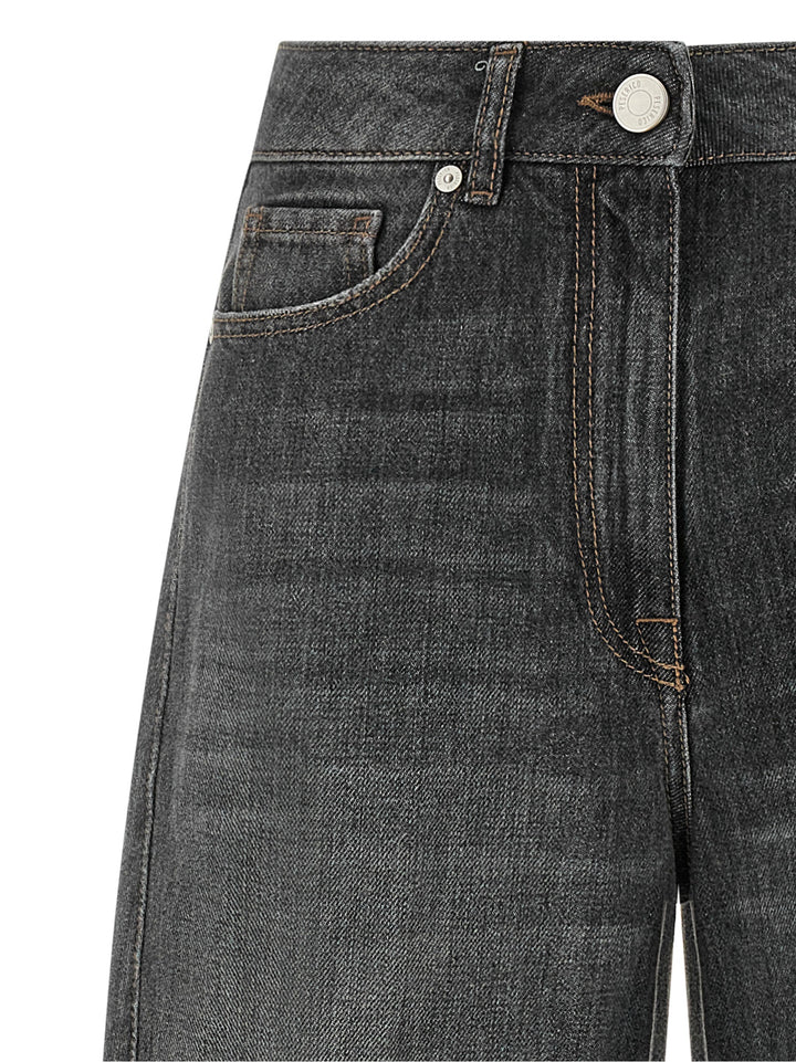 Peserico Gray Cotton High-Waisted Jean