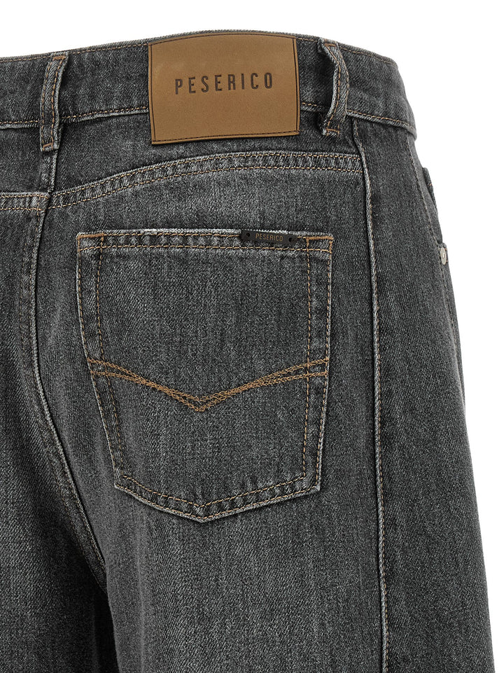 Peserico Gray Cotton High-Waisted Jean