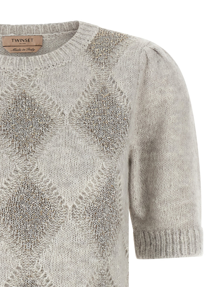 Twinset Gray Marabou Cardigan