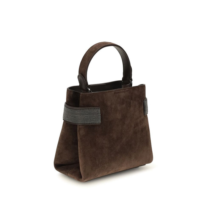 Brunello Cucinelli Brown Calf Leather Bos Taurus Shoulder Bag