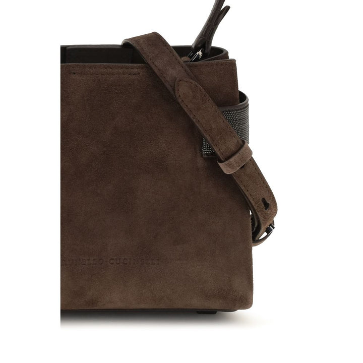 Brunello Cucinelli Brown Calf Leather Bos Taurus Shoulder Bag