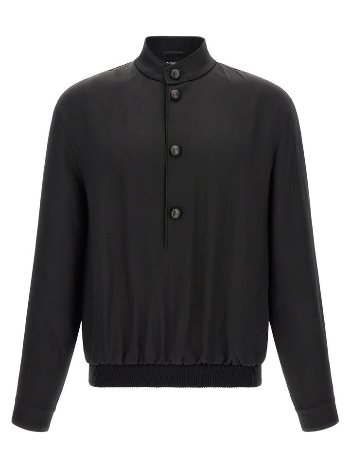 ZEGNA Black Satin Sweatshirt