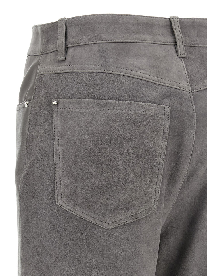 Sportmax Gray Lamb Leather Casual Pants