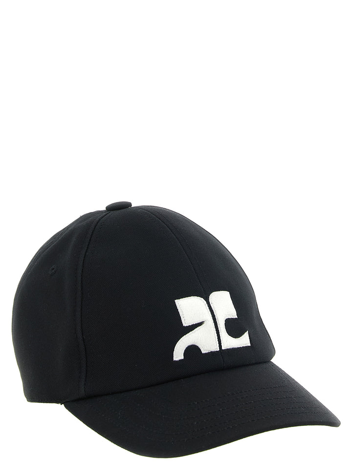 Courrèges Black Cotton Cap (Baseball Hat)
