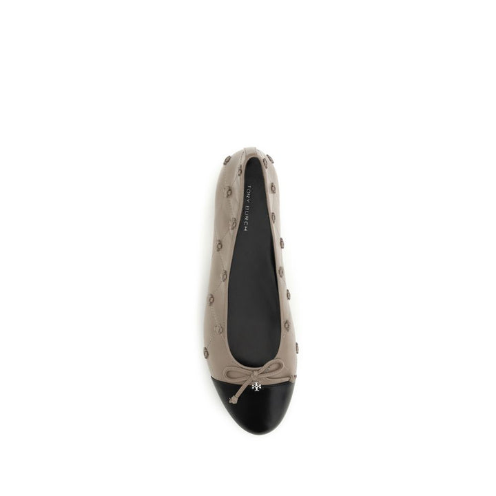 Tory Burch Beige Calf Leather Bos Taurus Ballet Flats