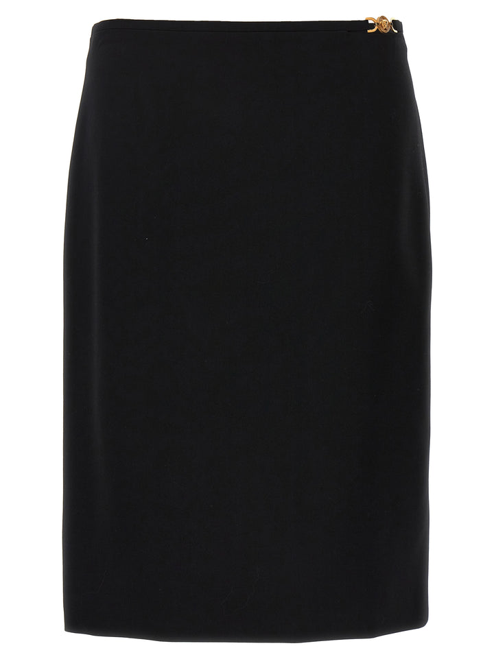 Versace Black Virgin Wool Midi Skirt