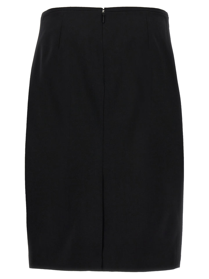 Versace Black Virgin Wool Midi Skirt