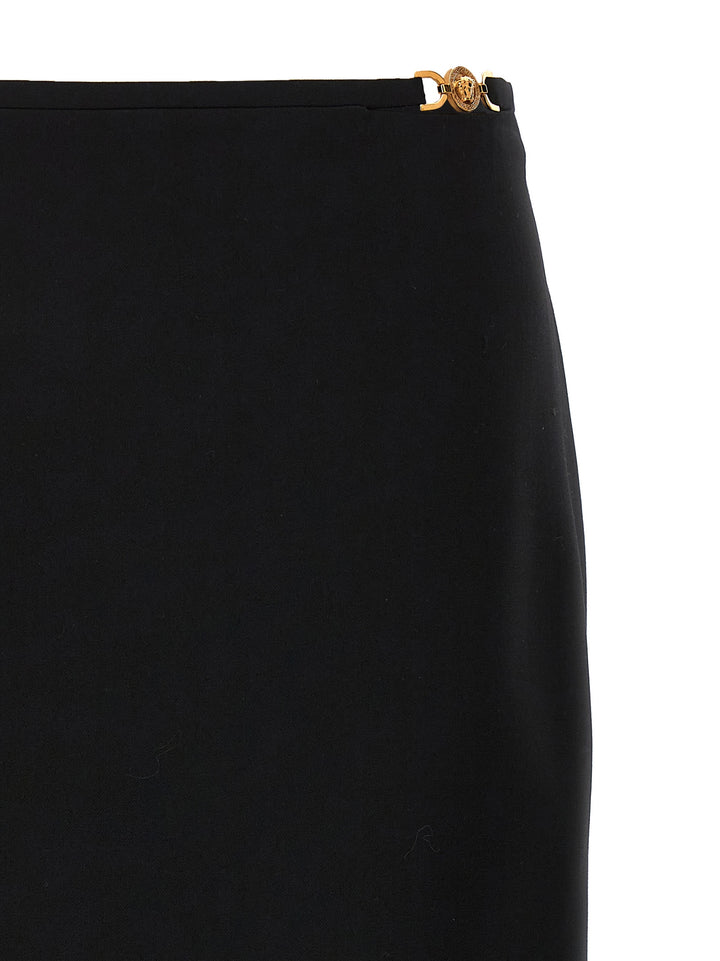 Versace Black Virgin Wool Midi Skirt