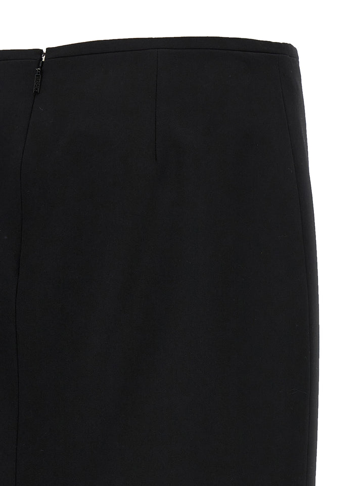 Versace Black Virgin Wool Midi Skirt