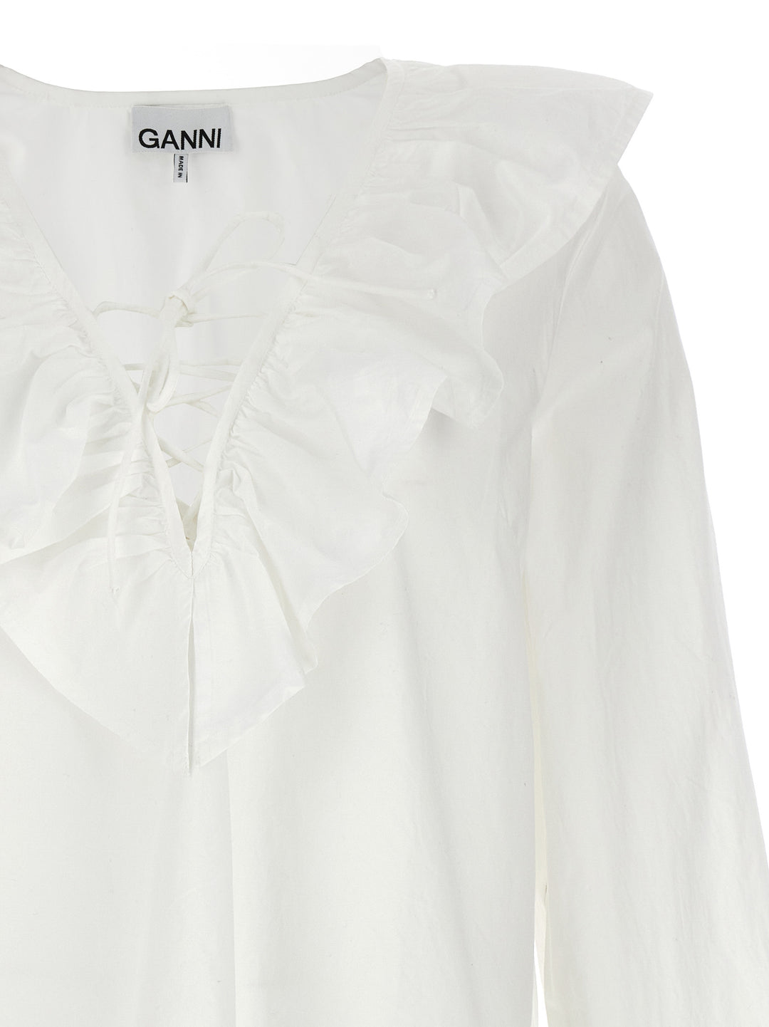 Ganni White Cotton Blouse