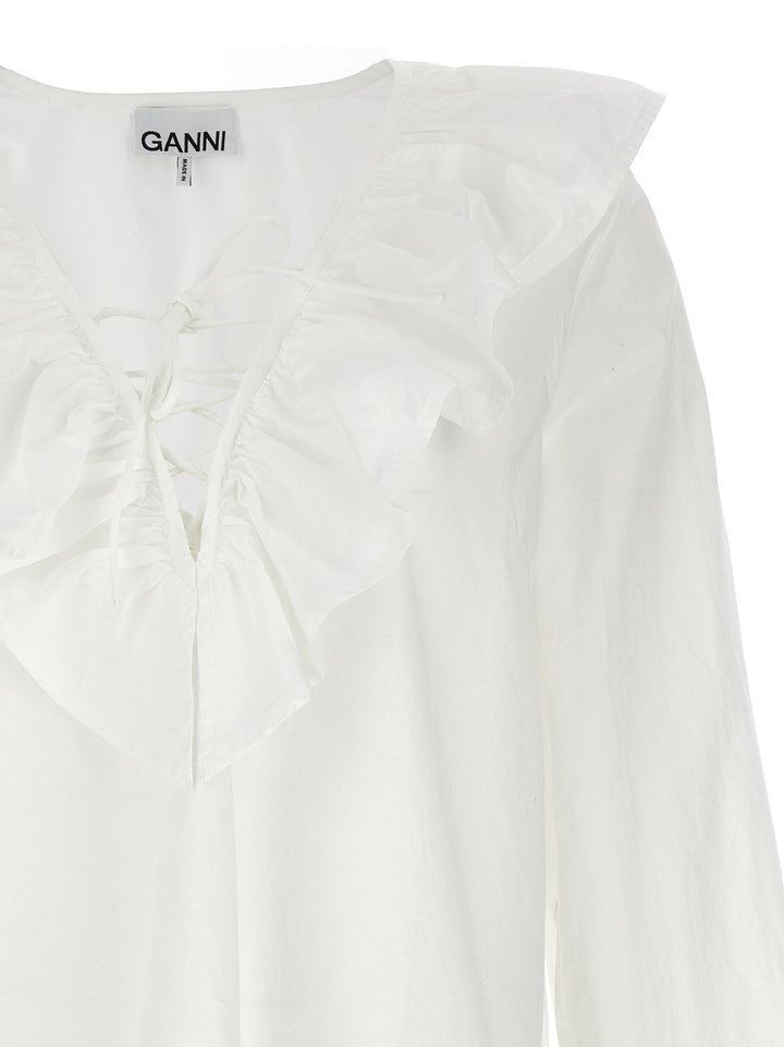 Ganni White Cotton Blouse