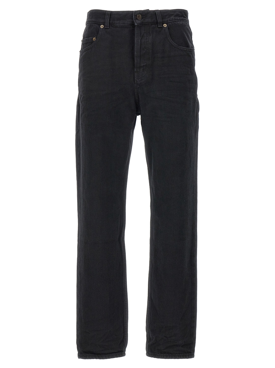 Saint Laurent Black Cotton Straight-Leg Jeans