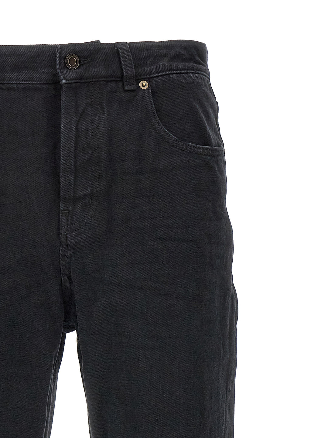 Saint Laurent Black Cotton Straight-Leg Jeans