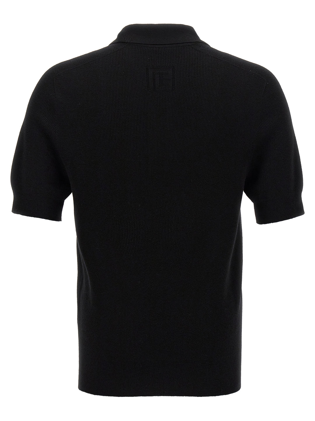 Balmain Black Merino Wool Polo Shirt
