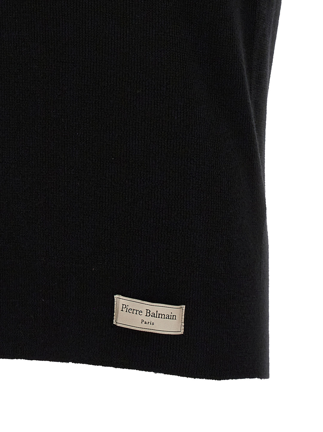 Balmain Black Merino Wool Polo Shirt