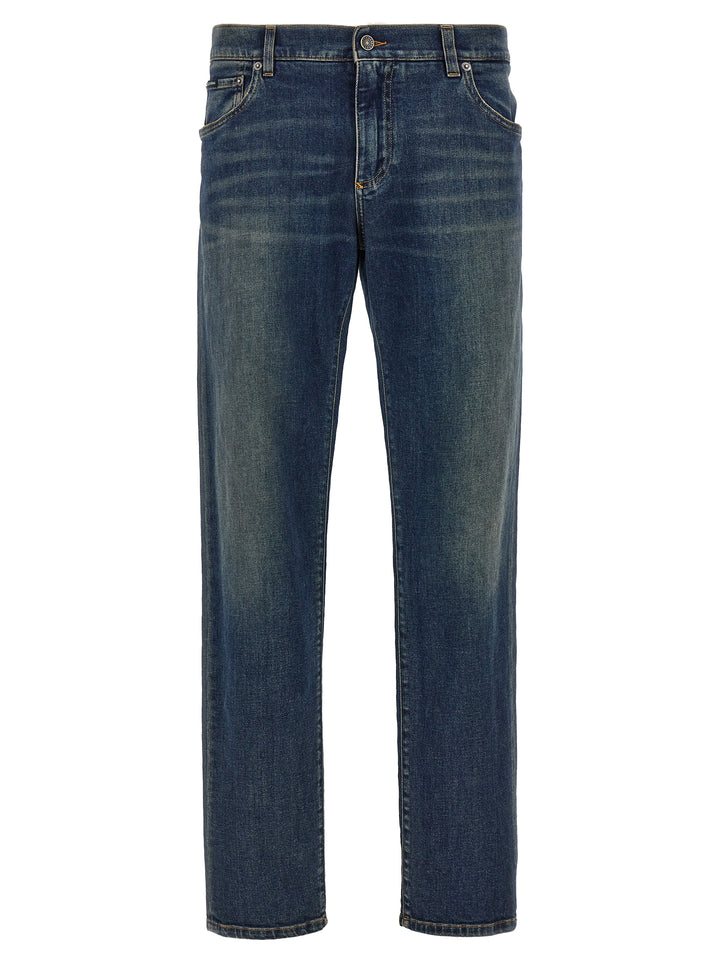 Dolce &amp; Gabbana Blue Cotton Straight-Leg Jeans
