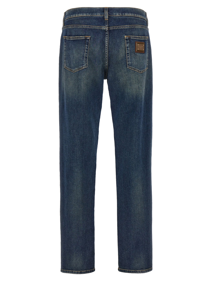 Dolce &amp; Gabbana Blue Cotton Straight-Leg Jeans