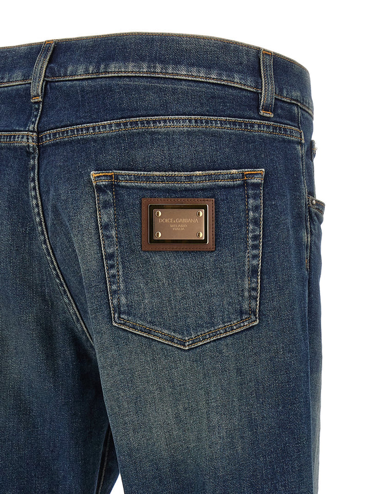 Dolce &amp; Gabbana Blue Cotton Straight-Leg Jeans