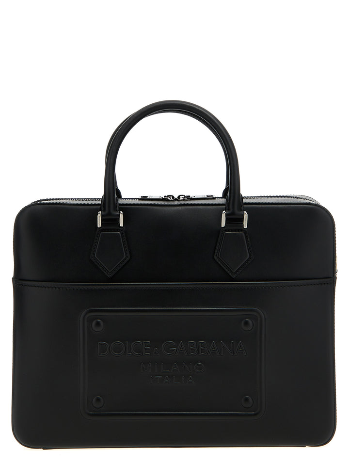 Dolce &amp; Gabbana Black Lamb Leather Tote Bag