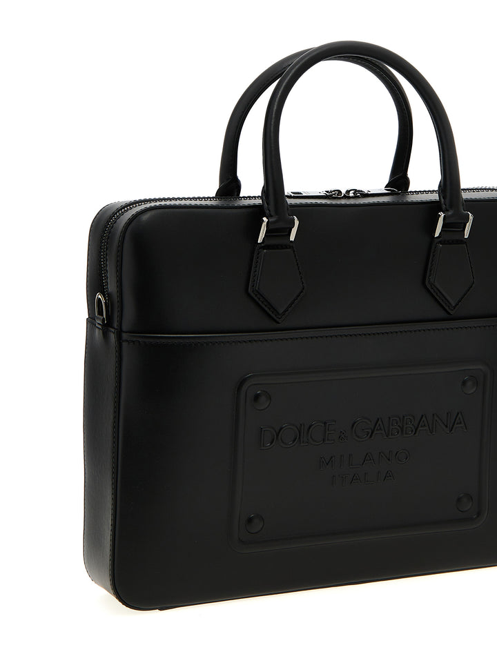Dolce &amp; Gabbana Black Lamb Leather Tote Bag