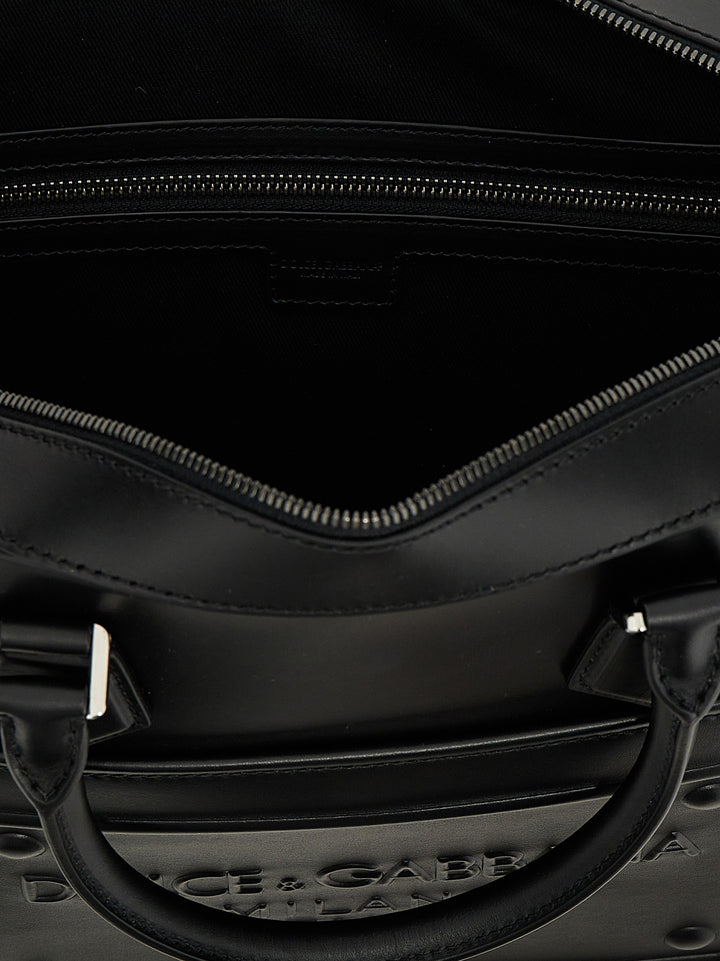 Dolce &amp; Gabbana Black Lamb Leather Tote Bag