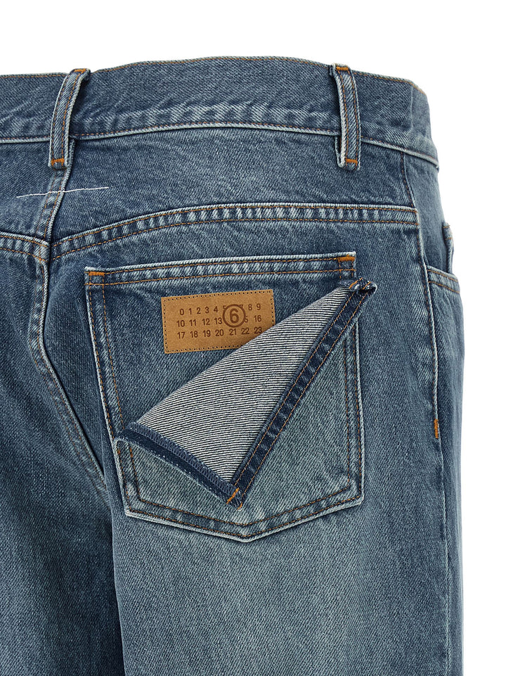 MM6 Maison Margiela Blue Cotton Straight-Leg Jeans