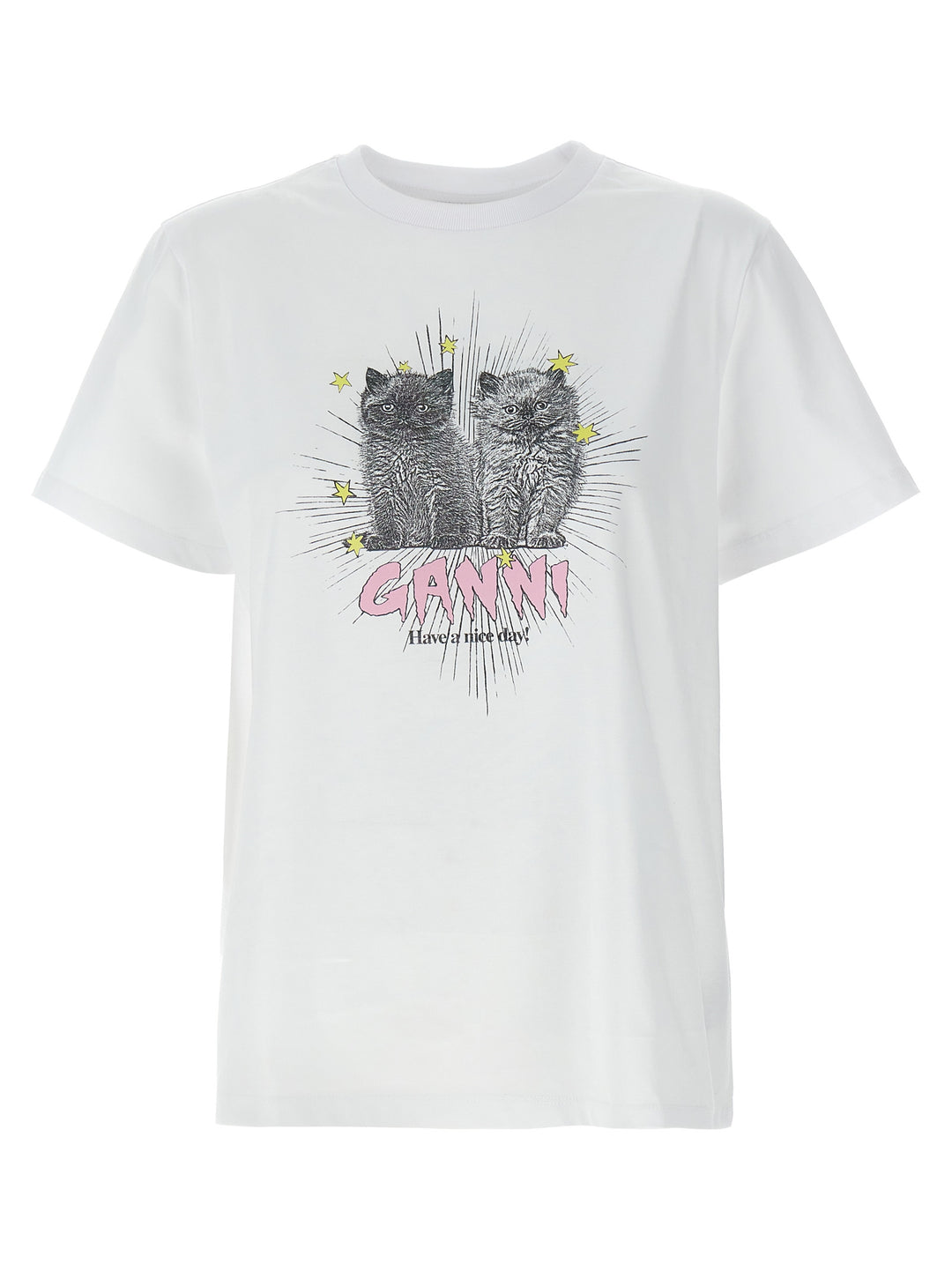 Ganni White Cotton T-Shirt