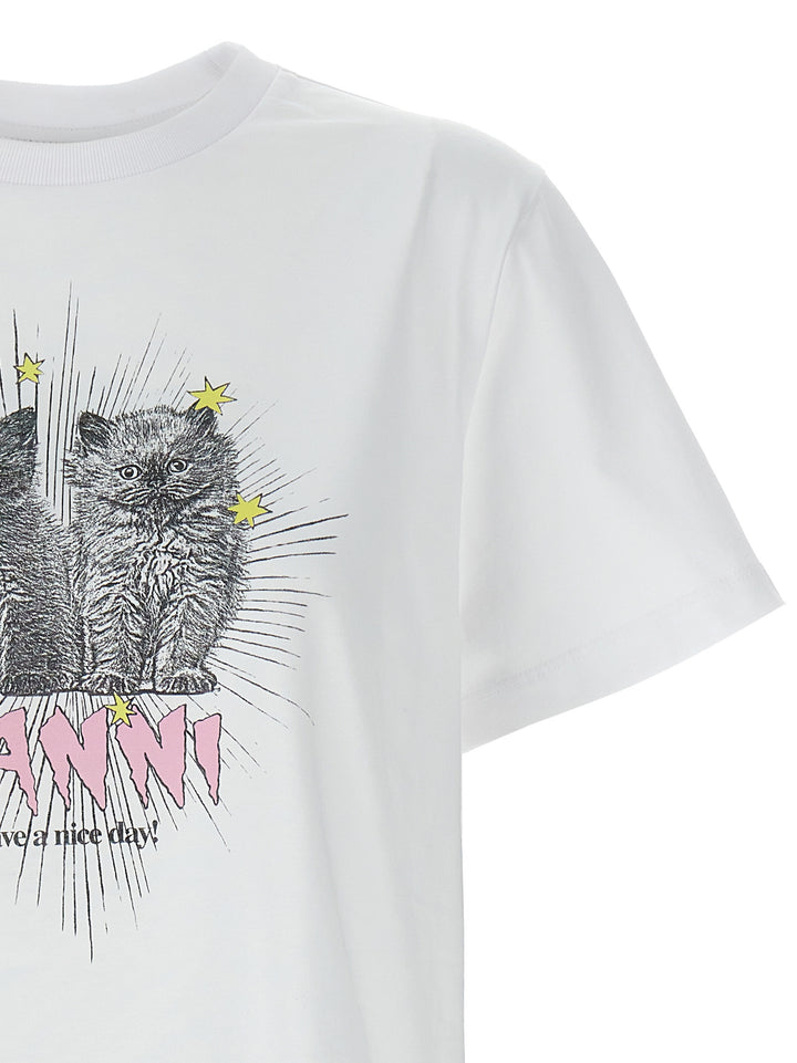 Ganni White Cotton T-Shirt