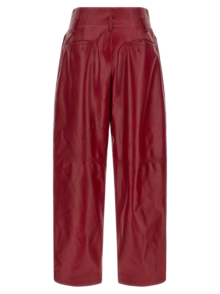 Alberta Ferretti Red Leather Pants