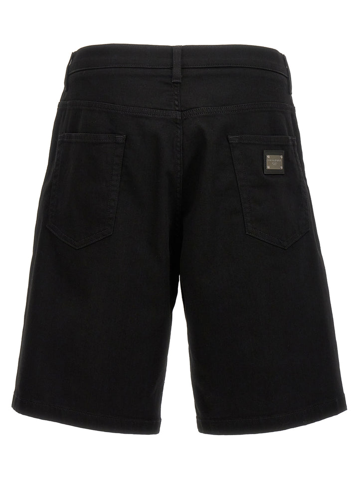 Dolce &amp; Gabbana Black Cotton Bermuda Shorts