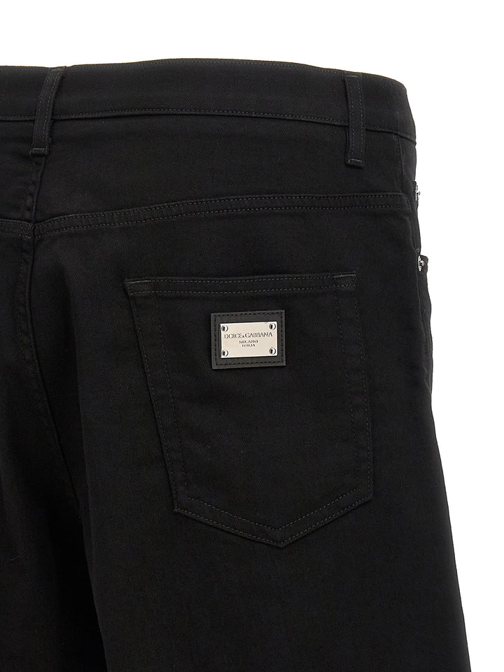 Dolce &amp; Gabbana Black Cotton Bermuda Shorts