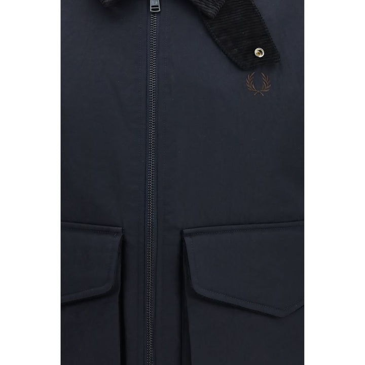Fred Perry Blue Recycled Polyamide Full-Length Jacket