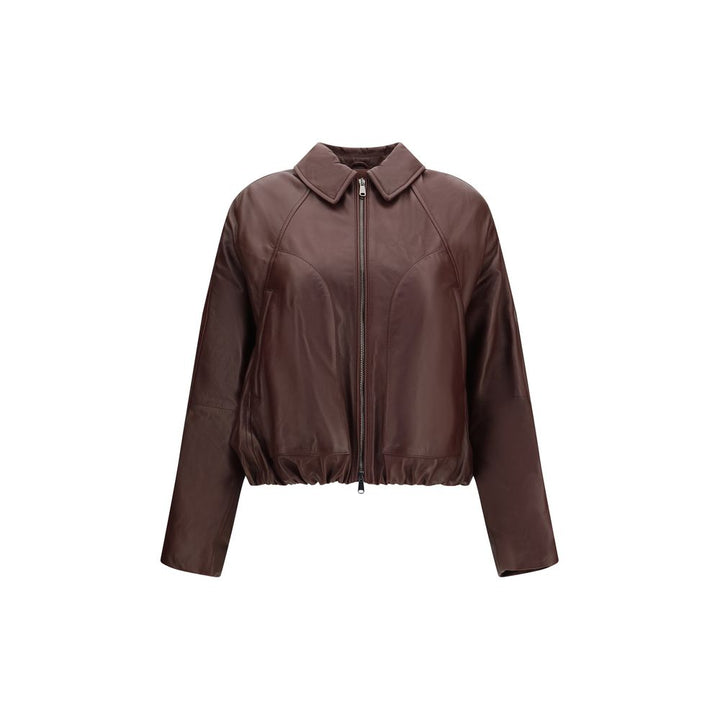 Brunello Cucinelli Bordeaux Lamb Ovis Aries Leather Jacket