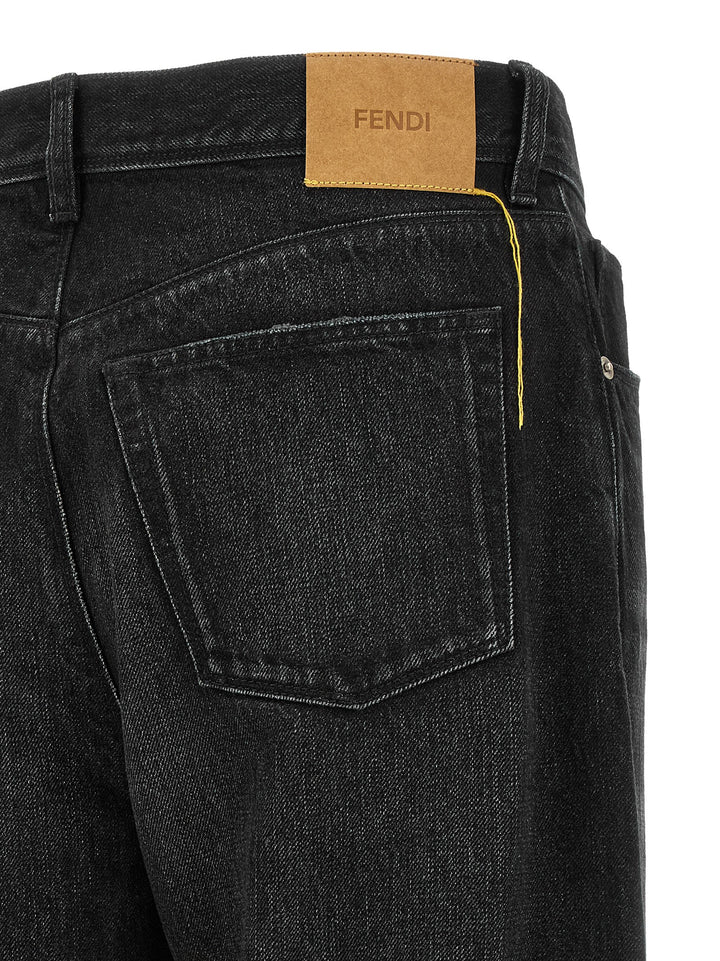 Fendi Black Cotton Straight-Leg Jeans