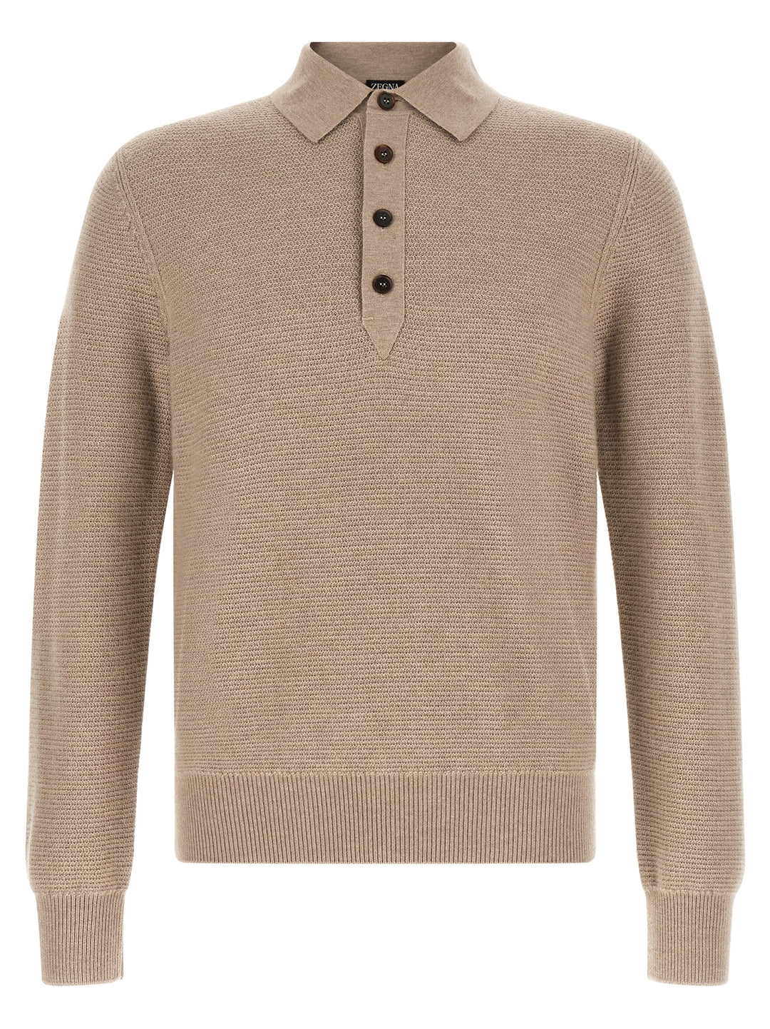 ZEGNA Beige Cashmere Polo Shirt